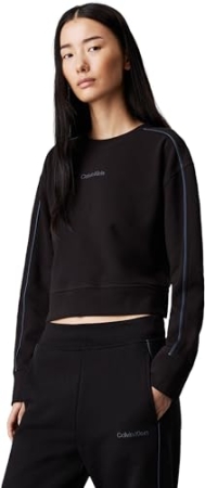 SWEAT-SHIRT À MANCHES LONGUES FEMME CALVIN KLEIN COULEUR NOIR ABBIGLIAMENTO DONNA