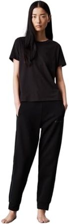 CALVIN KLEIN PANTALONE DONNA  IN FELPA COLORE NERO ABBIGLIAMENTO DONNA