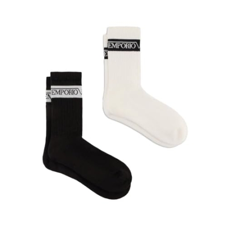 EMPORIO ARMANI UOMO CALZINI BI-PACK IN COTONE COLORE BIANCO E NERO INTIMO E PIGIAMI UOMO