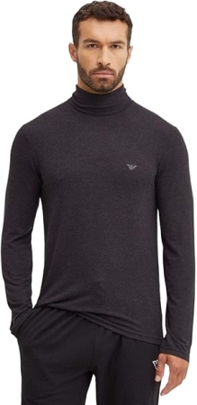 EMPORIO ARMANI UOMO MAGLIA SOTTOGIACCA CON COLLO ALTO COLORE GRIGIO ANTRACITE ABBIGLIAMENTO UOMO E UNDERWEAR