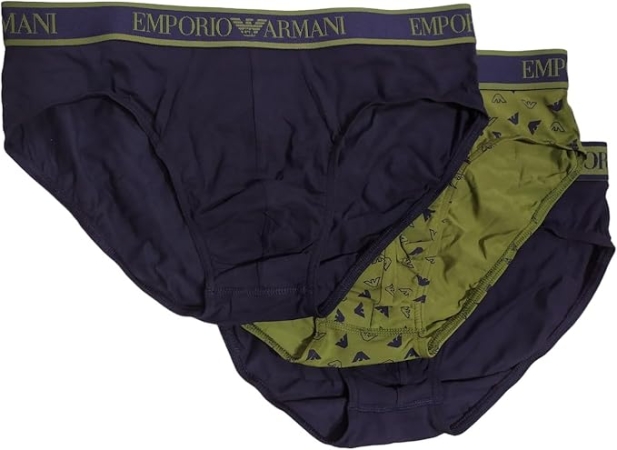 EMPORIO ARMANI UOMO SLIP TRI-PACK COLORE MARINE, OLIVE, MARINE INTIMO E PIGIAMI UOMO