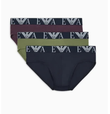 EMPORIO ARMANI UOMO SLIP TRI-PACK COLORE MARINE, OLIVE, BORDEAU INTIMO E PIGIAMI UOMO