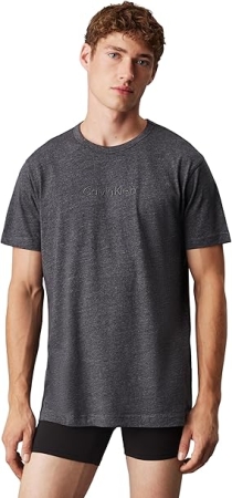 CALVIN KLEIN UOMO T-SHIRT IN COTONE, MANICA CORTA COLLO TONDO, COLORE GRIGIO SCURO MELANGE INTIMO E PIGIAMI UOMO