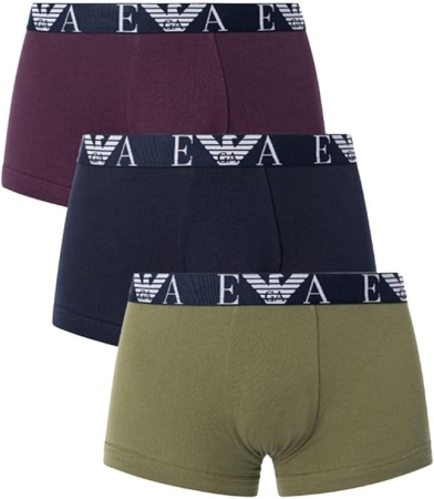 EMPORIO ARMANI UOMO BOXER TRI-PACK COLORE OLIVA MARINE, BORDEAUX INTIMO E PIGIAMI UOMO