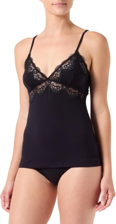 EMPORIO ARMANI DONNA CANOTTA SPALA STRETTA IN VISCOSA E COTONE COLORE NERO INTIMO E PIGIAMI DONNA