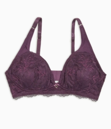 EMPORIO ARMANI DONNA  REGGISENO BRALETTE IN PIZZO E VISCOSA CERTIFICATA DREAM LACE COLORE PORPORA INTIMO E PIGIAMI DONNA