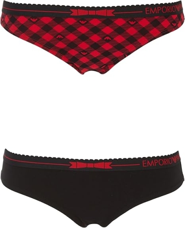 EMPORIO ARMANI DONNA  SLIP BI-PACK ROSSO CON QUADRATINO VICHY E NERO INTIMO E PIGIAMI DONNA