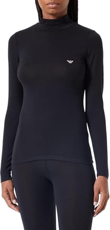 EMPORIO ARMANI DONNA DOLCEVITA IN VISCOSA CON COLLO ALTO SOTTOGIACCA COLORE NERO ABBIGLIAMENTO DONNA