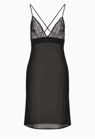 EMPORIO ARMANI DONNA BABY DOLL  IN CHIFFON CON DETTAGLIO IN PIZZO COLORE NERO INTIMO E PIGIAMI DONNA